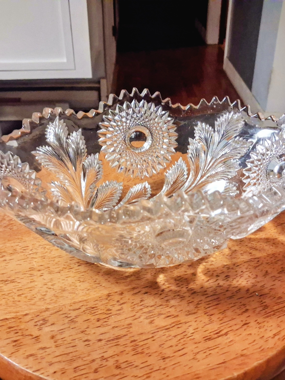 Clear Cut Glass Decorative Bowl - Elegant Clear Crystal Finish
